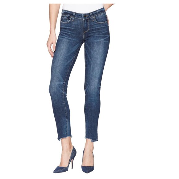 PAIGE Women's Skyline Ankle Peg Jean Ackley Lightly Distressed Mid-rise Skinny - Picture 1 of 7